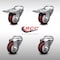 Service Caster 3.5 Inch SS Maroon Polyurethane Bolt Hole Caster Set with 2 Total Lock Brake SCC SCC-SSBHTTL20S3514-PPUB-MRN-2-S-2 - alternate 1